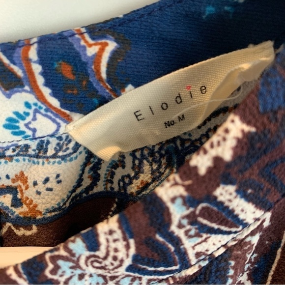 Elodie Boho Paisley Navy Burgundy Sleeveless A-Line Swingy Blouse Tunic Top sz M - Picture 5 of 6